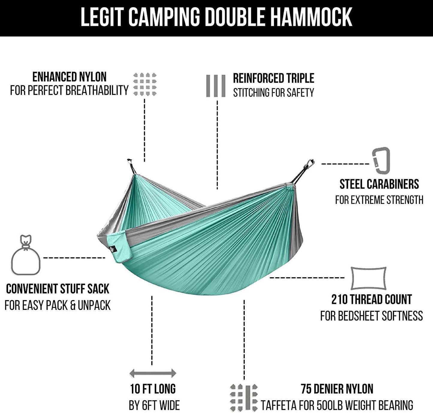 Hammock - Hammocks - 2 Person Hammock - Tree Hammock - Double Hammock - Portable Hammock - Outdoor Hammock - Hammock - Travel Hammock - Hammocks for outside - Heavy Duty Hammock