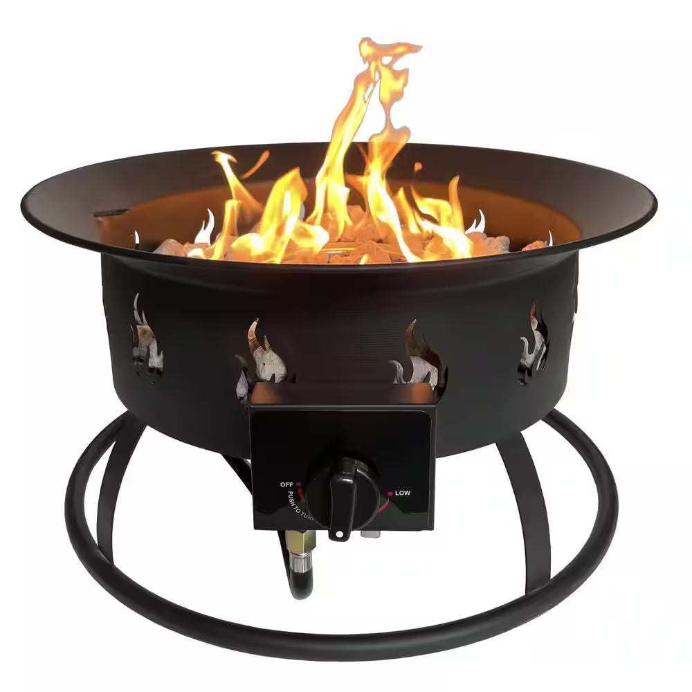 Round Portable Camp Fire Pit in Black