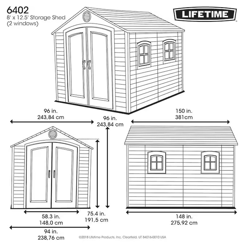 8-Ft X 12-Ft Resin Storage Shed (Floor Included)