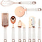 Kitchen Gadget Set Stainless Steel Utensils with Soft Touch Handles, 7 Pc. Copper, White