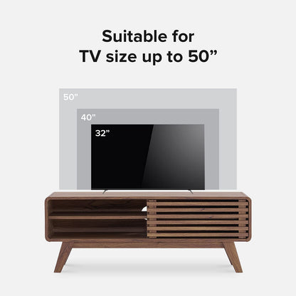 Ensley Tv Stand 46" Mid-Century Modern Low Profile with Sleek Rounded Finishing Suitable for TV up to 50"